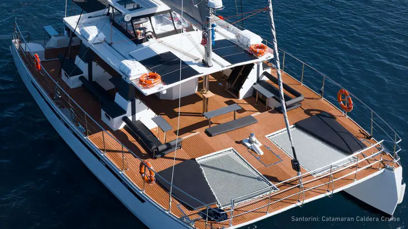 Santorini Day Catamaran Cruise with BBQ and Open Bar — photo from the booking listing