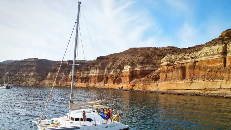 Luxury Catamaran Cruise Santorini with Meal and Open Bar — photo from the booking listing